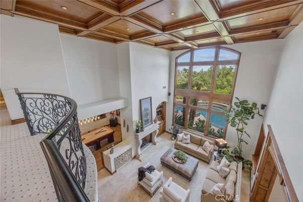 Fireplace, Interior, Living room, Piano, Recessed Lighting, Wooden Beams, Wooden Ceilings