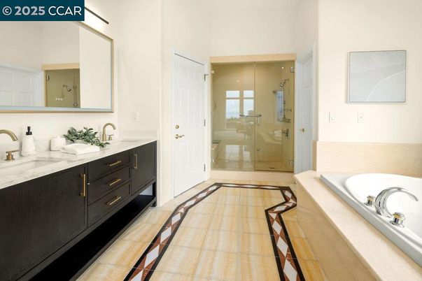 Bathroom, Dual Sink Vanities, Glass Shower, Interior