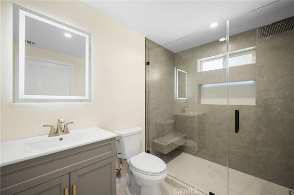 Bathroom, Glass Shower, Interior, Recessed Lighting