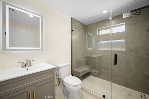 Bathroom, Glass Shower, Interior, Recessed Lighting