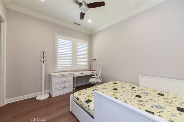 Bedroom, Home Office, Interior, Recessed Lighting, Wood Texture Flooring
