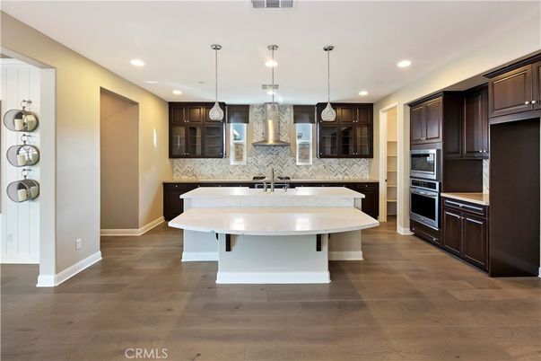 Interior, Kitchen, Pendant Lights, Recessed Lighting, Wood Texture Flooring