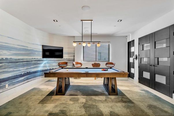 Billiard Table, Game Room, Interior, Pendant Lights, Recessed Lighting