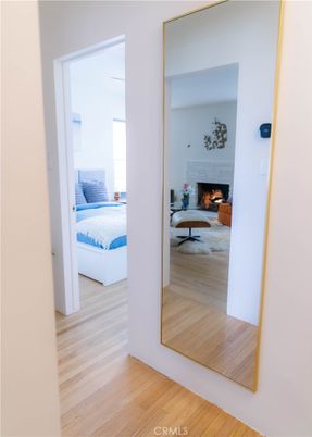 Bedroom, Fireplace, Interior, Wood Texture Flooring