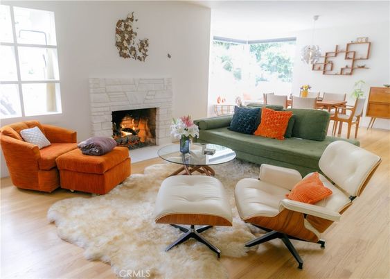 Dining room, Fireplace, Interior, Living room, Pendant Lights, Wood Texture Flooring