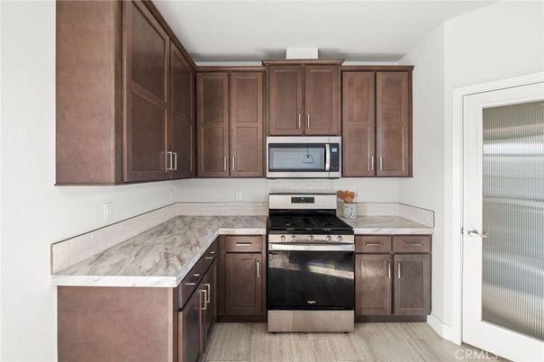 Interior, Kitchen, Stainless Steel Appliances, Wood Texture Flooring