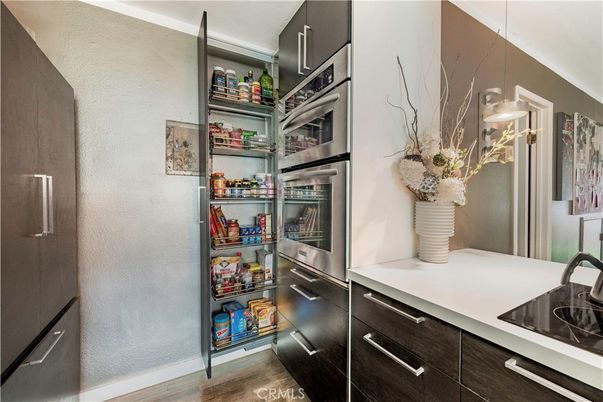 Interior, Kitchen, Pendant Lights, Stainless Steel Appliances, Wood Texture Flooring