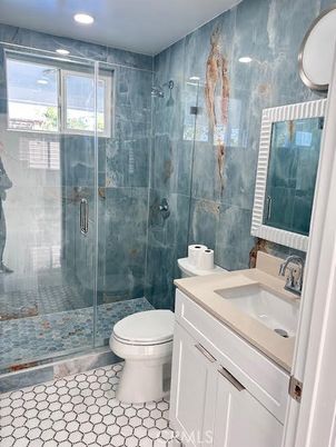 Bathroom, Glass Shower, Interior, Recessed Lighting