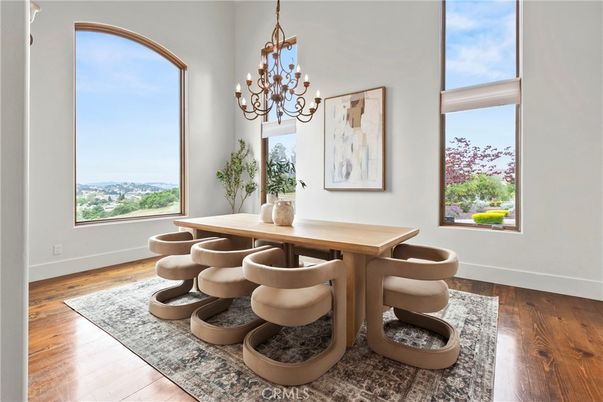 Chandelier, Dining room, Interior, Wood Texture Flooring