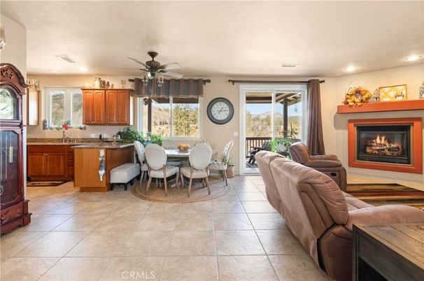 Dining room, Fireplace, Interior, Living room, Recessed Lighting