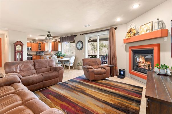 Dining room, Fireplace, Interior, Kitchen, Living room, Recessed Lighting