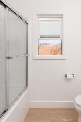 Bathroom, Glass Shower, Interior, Wood Texture Flooring