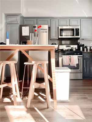 Interior, Kitchen, Stainless Steel Appliances, Wood Texture Flooring