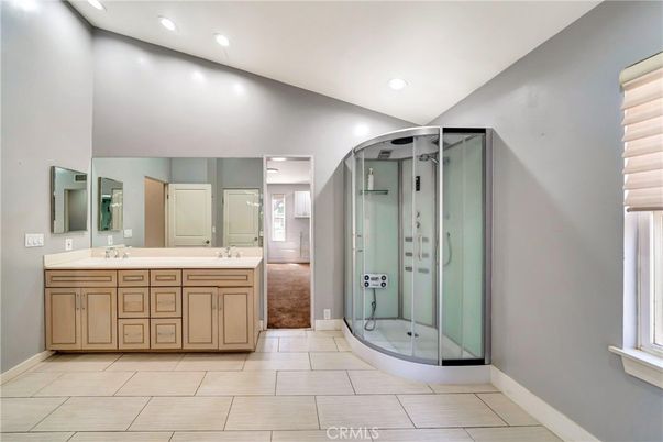 Bathroom, Dual Sink Vanities, Glass Shower, Interior, Recessed Lighting