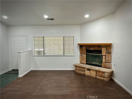 Fireplace, Interior, Recessed Lighting, Wood Texture Flooring