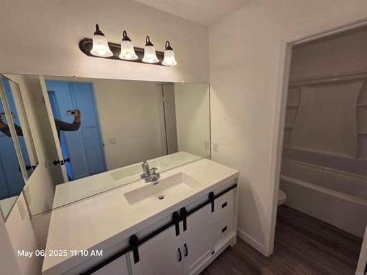 Bathroom, Dual Sink Vanities, Interior, Wood Texture Flooring