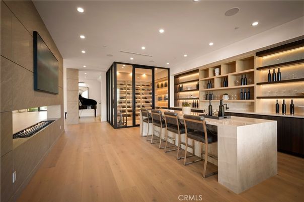 Interior, Piano, Recessed Lighting, Wine Storage, Wood Texture Flooring
