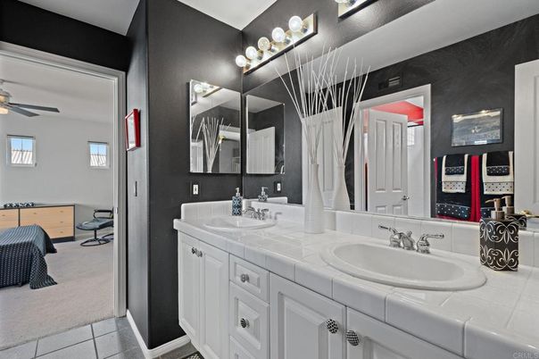 Bathroom, Dual Sink Vanities, Interior, Tile Countertops
