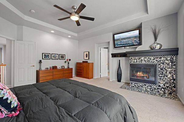 Bedroom, Fireplace, Interior, Recessed Lighting