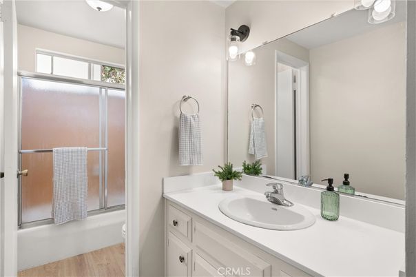 Bathroom, Glass Shower, Interior, Wood Texture Flooring