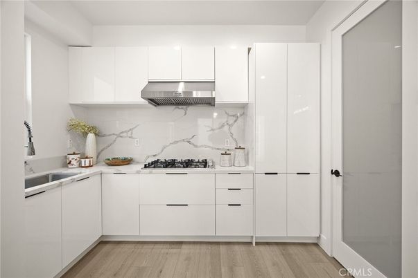 Interior, Kitchen, Marble Walls, Wood Texture Flooring