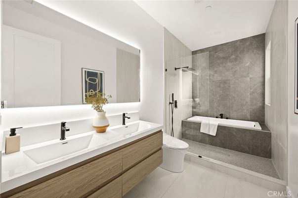 Bathroom, Dual Sink Vanities, Glass Shower, Interior