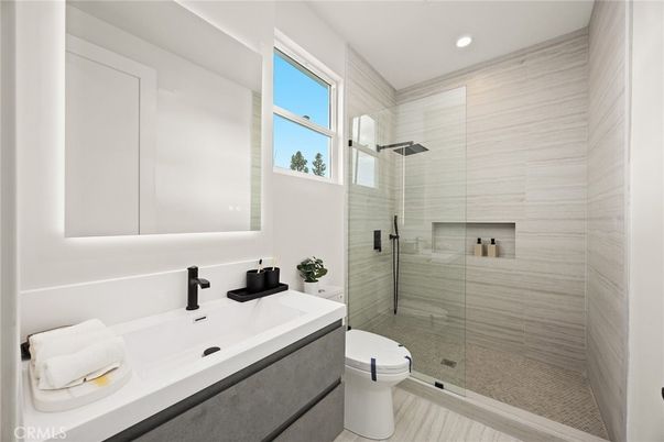 Bathroom, Glass Shower, Interior, Recessed Lighting