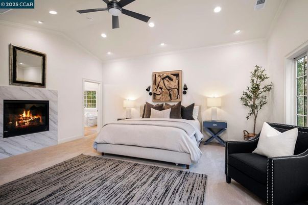 Bedroom, Fireplace, Interior, Recessed Lighting