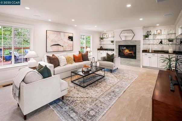 Fireplace, Interior, Living room, Recessed Lighting