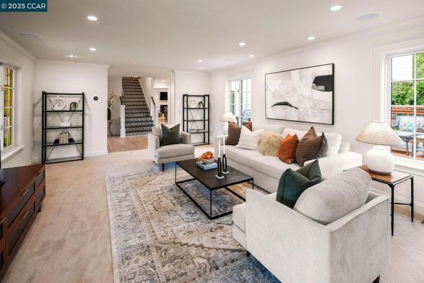 Interior, Living room, Recessed Lighting, Wood Texture Flooring