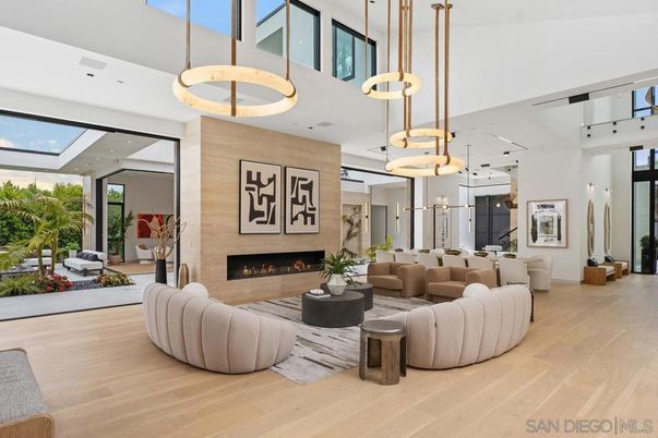 Fireplace, Interior, Living room, Pendant Lights, Recessed Lighting, Wood Texture Flooring
