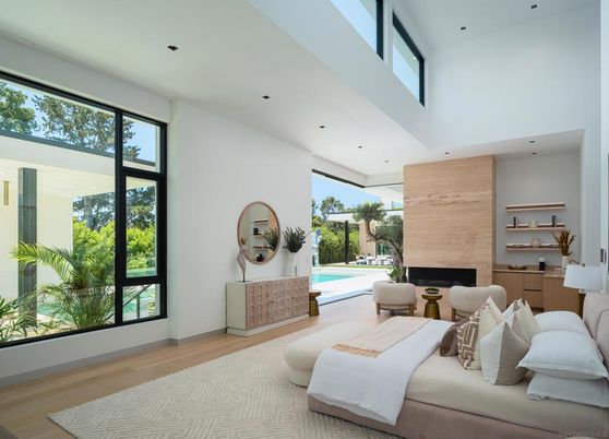 Fireplace, Interior, Recessed Lighting, Wood Texture Flooring