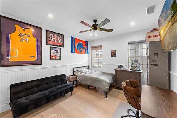 Bedroom, Home Office, Interior, Recessed Lighting, Wood Texture Flooring