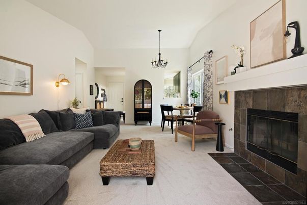 Chandelier, Dining room, Fireplace, Interior, Living room, Pendant Lights