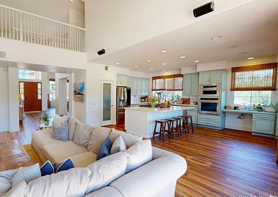 Interior, Kitchen, Living room, Recessed Lighting, Stainless Steel Appliances, Wood Texture Flooring