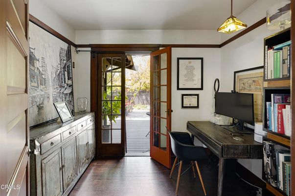 Home Office, Interior, Pendant Lights, Wood Texture Flooring