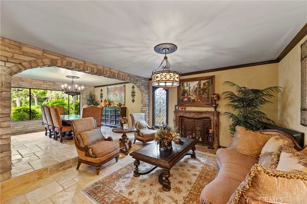 Chandelier, Dining room, Fireplace, Interior, Living room