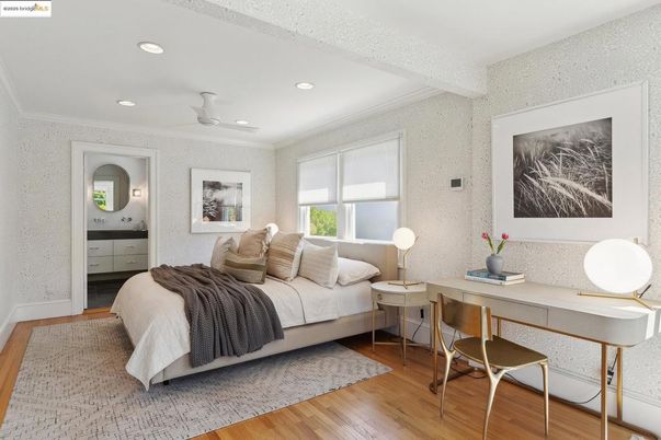 Bedroom, Home Office, Interior, Recessed Lighting, Wood Texture Flooring