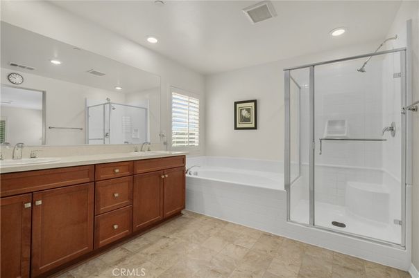 Bathroom, Dual Sink Vanities, Glass Shower, Interior, Recessed Lighting