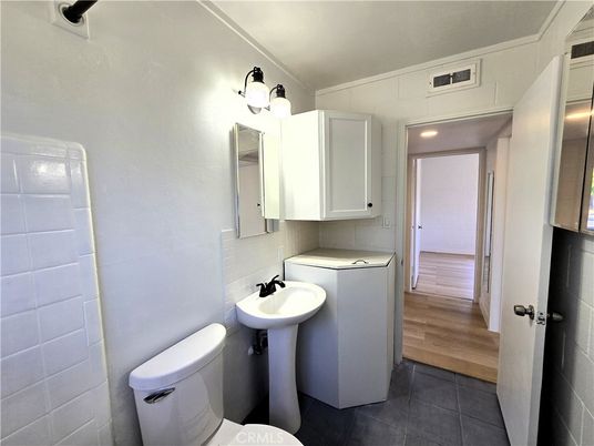 Bathroom, Interior, Recessed Lighting, Wood Texture Flooring