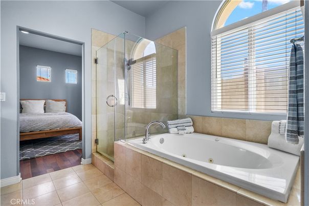 Bathroom, Bedroom, Glass Shower, Interior, Wood Texture Flooring