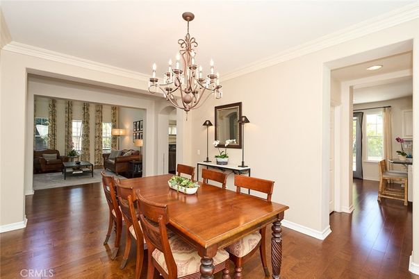 Chandelier, Dining room, Interior, Living room, Recessed Lighting, Wood Texture Flooring