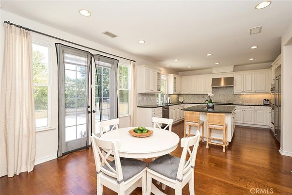 Dining room, Interior, Kitchen, Recessed Lighting, Wood Texture Flooring