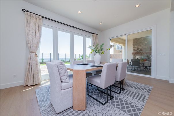 Dining room, Interior, Recessed Lighting, Wood Texture Flooring