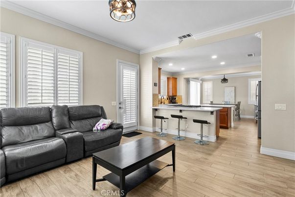 Interior, Kitchen, Living room, Recessed Lighting, Wood Texture Flooring