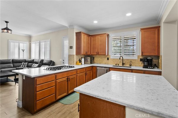 Interior, Kitchen, Living room, Recessed Lighting, Wood Texture Flooring