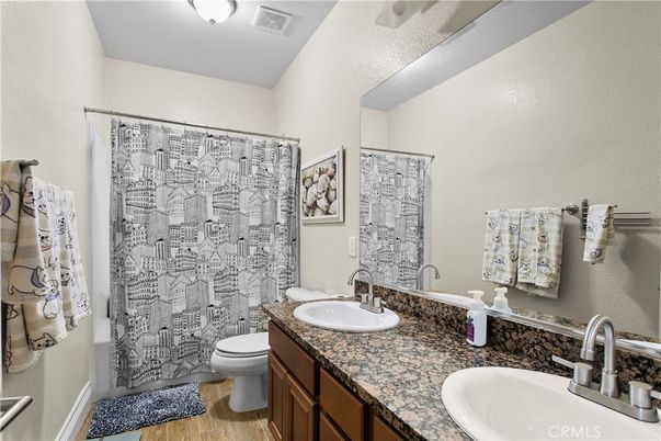 Bathroom, Dual Sink Vanities, Interior, Wood Texture Flooring
