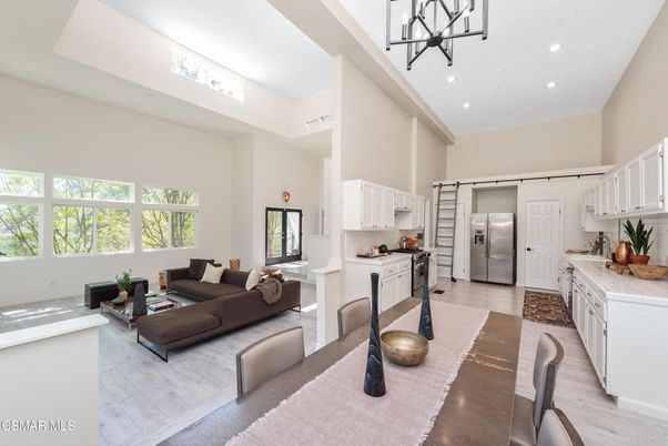Interior, Kitchen, Living room, Recessed Lighting, Stainless Steel Appliances, Wood Texture Flooring