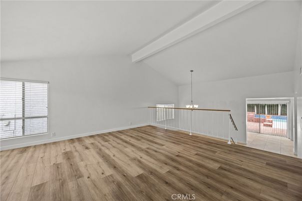 Chandelier, Empty room, Interior, Pendant Lights, Wood Texture Flooring