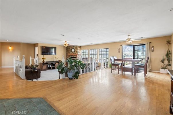 Dining room, Fireplace, Interior, Living room, Wood Texture Flooring